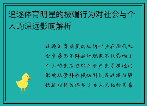 追逐体育明星的极端行为对社会与个人的深远影响解析