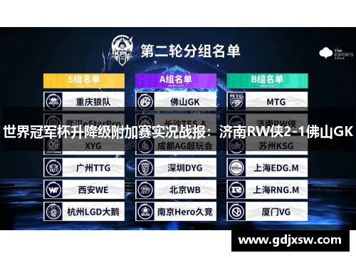世界冠军杯升降级附加赛实况战报：济南RW侠2-1佛山GK